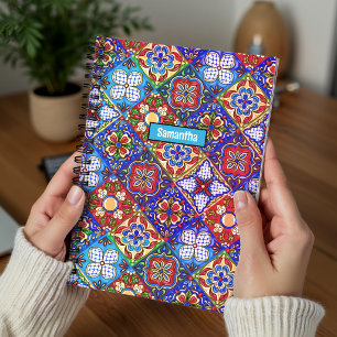 Elegante rote blaue violette mexikanische Talavera Notizbuch