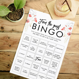 Elegante Rote Blume | Anpassbare Bingo Game Card