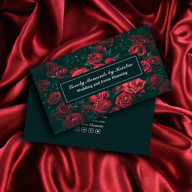 Elegante rote Blume kaufen Visitenkarte (Elegant red flowers shop business card #weddingeventplanning #botanical #redflowers #floral #red)