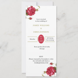 Elegante Rote Blume Personalisiert Hochzeit Einladung