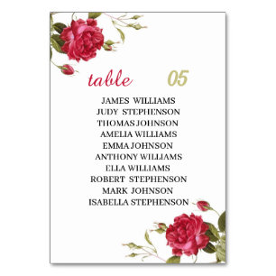 Elegante Rote Blume Personalisiert Hochzeit Tischnummer