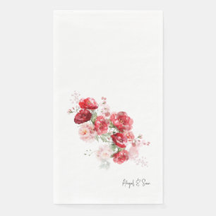 Elegante rote Blumen einfache benutzerdefinierte H Serviette