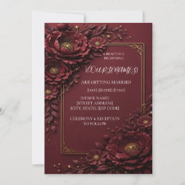 Elegante rote Blumenhochzeits-Einladung Einladung