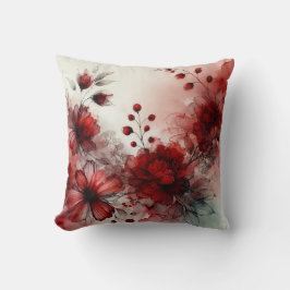 Elegante rote Blüten: Ein abstraktes Design Kissen