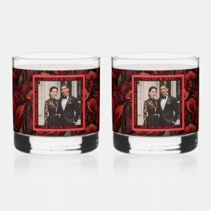 Elegante rote Calla-Lilien ästhetische Retro-Hochz Whiskyglas