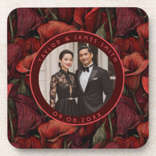 Elegante rote Calla-Lilien inspirierte Destination Getränkeuntersetzer