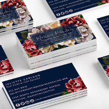 Elegante Rote Creme Blume auf Navy Blue