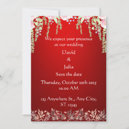 Elegante Rote Flora Einladung