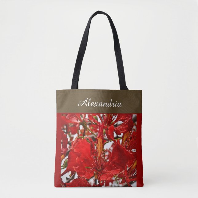 Elegante Rote Flora Moderne Persönliche Gestaltung Tasche (Vorderseite)