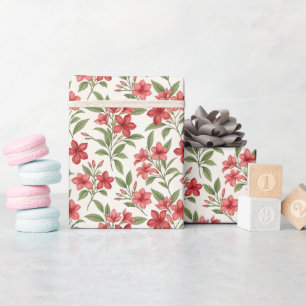 Elegante rote florale botanische Blüten Geschenkpapier