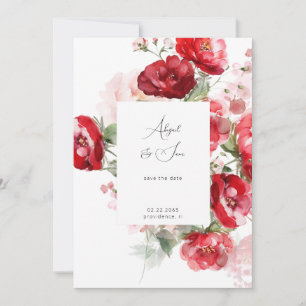Elegante rote florale Hochzeit Save the Date