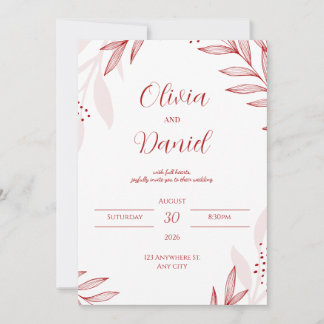 Elegante rote florale Hochzeits-Einladung Einladung