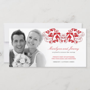 Elegante rote florale Hochzeitsankündigung Ankündigung