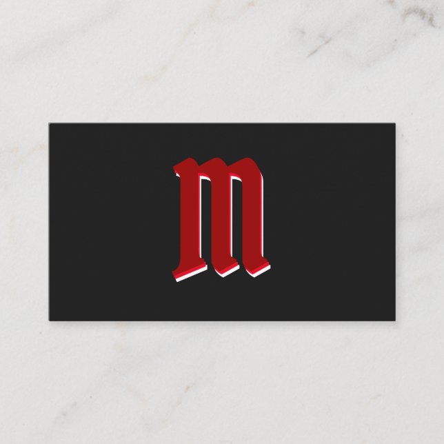 Elegante rote Formen auf schwarzem Monogramm-3D-Ef Visitenkarte (Vorderseite)
