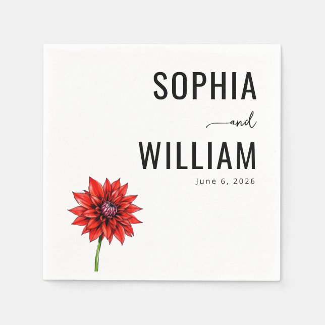 Elegante rote Gerbera-Blume Serviette (Vorderseite)