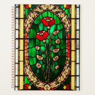 Elegante rote Glasblumen Planer