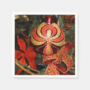 Elegante Rote Gold Weihnachtsschmuck Serviette