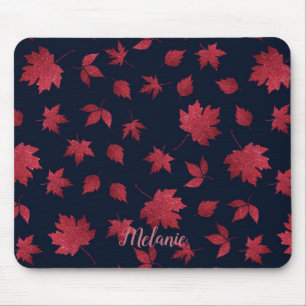 Elegante rote Herbstblätter auf schwarzer personal Mousepad