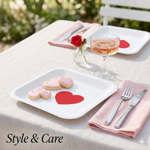 Elegante rote Herz 9" quadratische personalisierte Pappteller