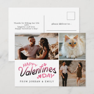Elegante rote Herzen Frohen Valentinstag 3 Foto Feiertagspostkarte