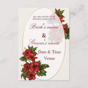 Elegante rote Hibiskus-Bogen-Hochzeitseinladung Einladung