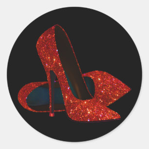 Elegante rote High Heel Schuh-Aufkleber Runder Aufkleber