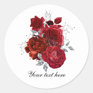 Elegante rote Hochzeitsrosen anpassbar Runder Aufkleber