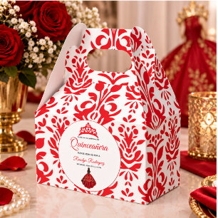 Elegante rote königliche Quinceañera Geschenkschachtel
