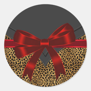 Elegante rote Leopard-Aufkleber Runder Aufkleber