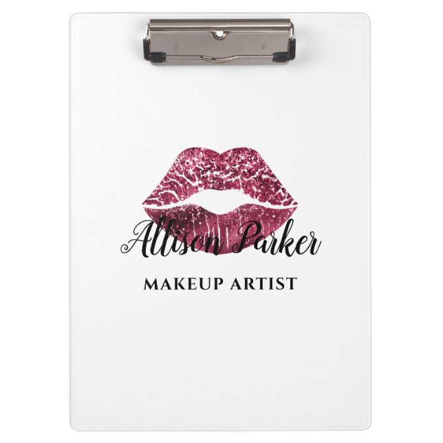Elegante Rote Lips Makeup Artist Klemmbrett (Vorderseite)
