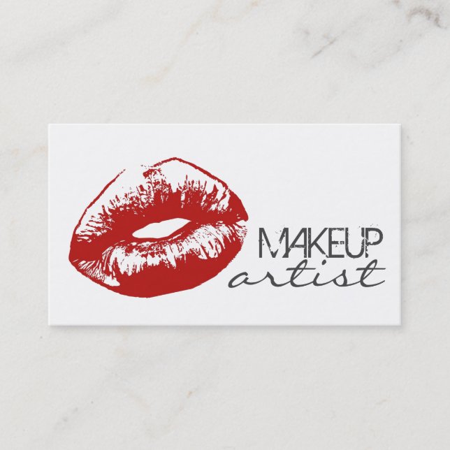 Elegante Rote Lips Makeup Künstler Kosmetologe Visitenkarte (Vorderseite)