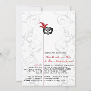 Elegante Rote Masquerade Einladungen für Hochzeite