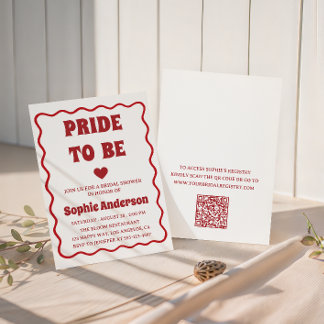Elegante rote minimalistische Babyparty mit QR-Cod Einladung