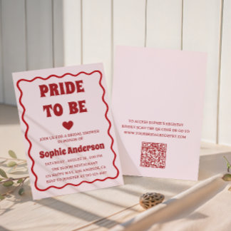 Elegante rote minimalistische Babyparty mit QR-Cod Einladung