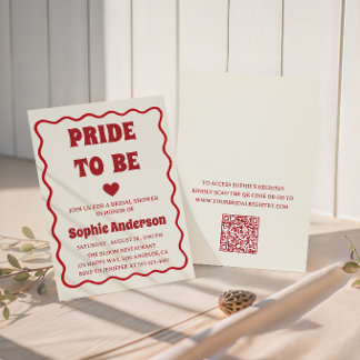 Elegante rote minimalistische Bridal Shower mit QR Einladung