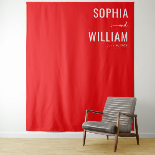 Elegante rote minimalistische Namen Wandteppich