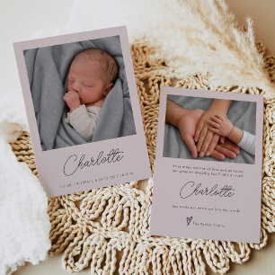 Elegante Röte Neugeborenen-Baby-Geburt Zwei Foto Ankündigung