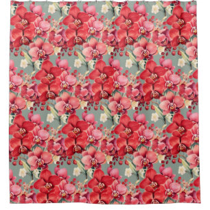 Elegante rote Orchideen Duschvorhang