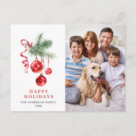 Elegante Rote Ornament Frohe Weihnachtsfeiertage Postkarte