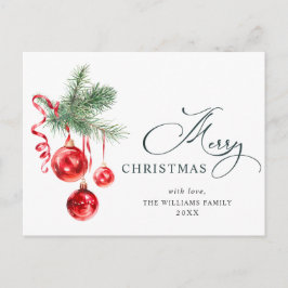 Elegante Rote Ornament Frohe Weihnachtsfeiertage Postkarte
