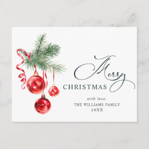 Elegante Rote Ornament Frohe Weihnachtsfeiertage Postkarte