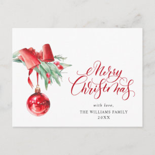 Elegante Rote Ornament Frohe Weihnachtsfeiertage Postkarte