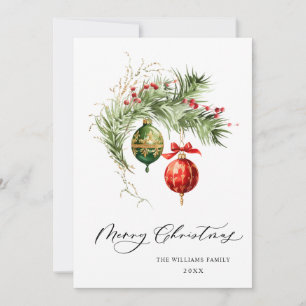 Elegante Rote Ornament Frohe Weihnachtsgrüße Feiertagskarte