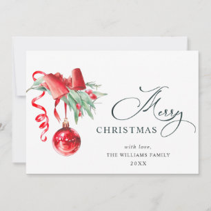 Elegante Rote Ornament Frohe Weihnachtsgrüße Feiertagskarte