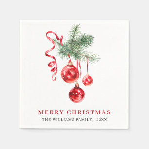 Elegante Rote Ornament Weihnachtsfeier Napki Serviette
