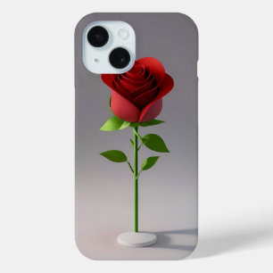 Elegante rote Papierrose mit grünem Stiel Case-Mate iPhone Hülle