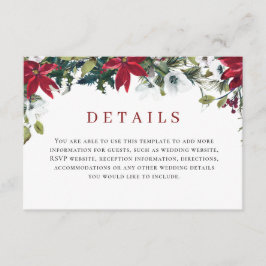 Elegante Rote Poinsettia Details zur Wasserfarbe Begleitkarte