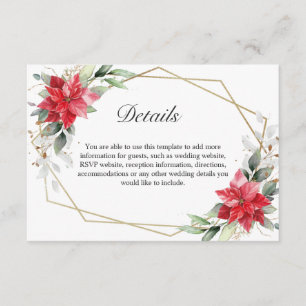 Elegante Rote Poinsettia Winterlandschaft Details Begleitkarte