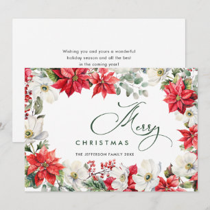 Elegante rote Poinsettie Frohe Weihnachten Grüße