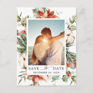 Elegante rote Poinsettie-Kiefer-Hochzeit - Merken  Postkarte